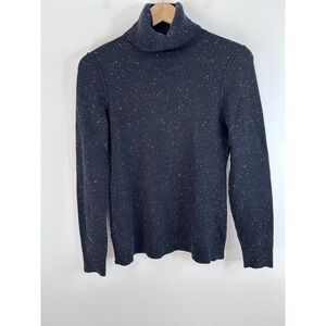 AQUA Cashmere Charcoal Gray Speckled Turtleneck Sweater Size S Luxury Minimalist